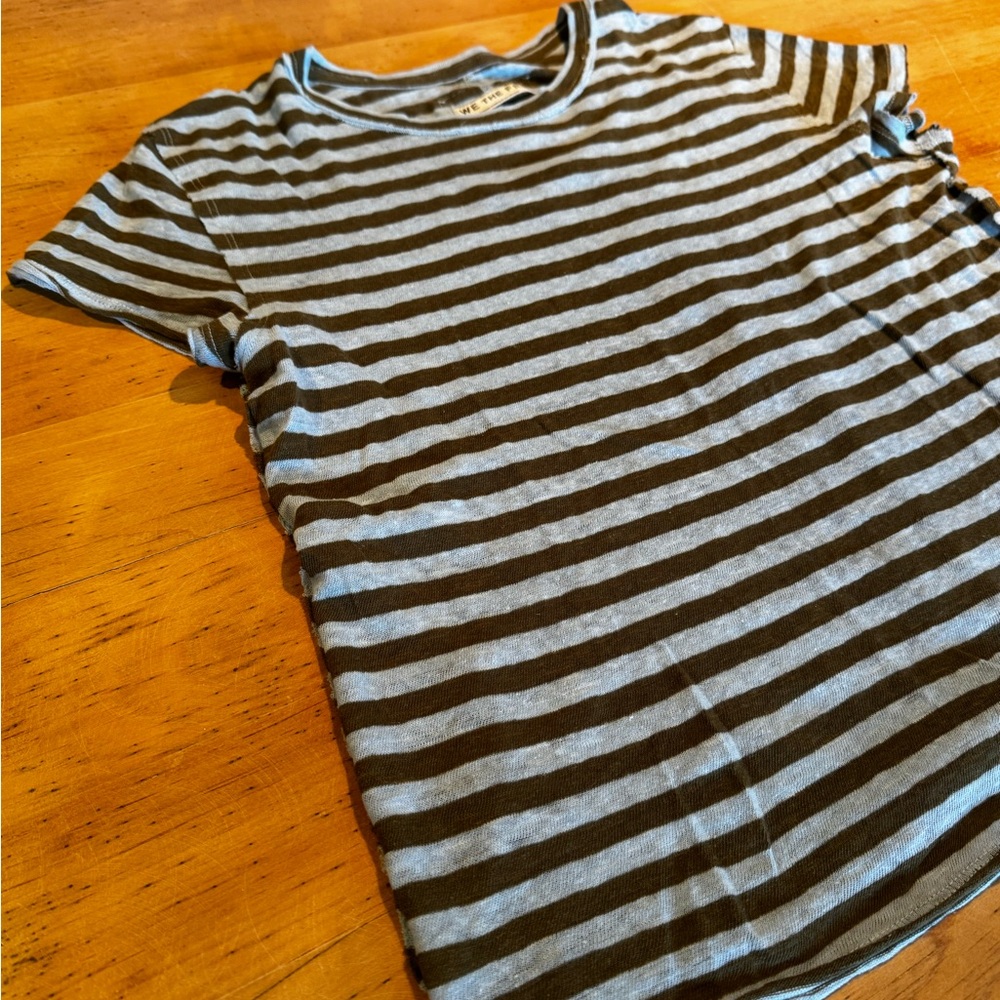 We The Free Striped Short Sleeve Tee in Light Blue and Brown